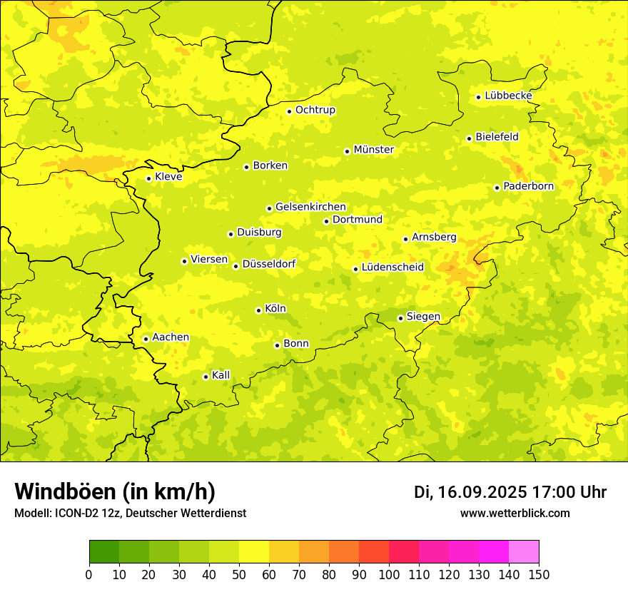 Modellkarten Windgeschwindigkeit