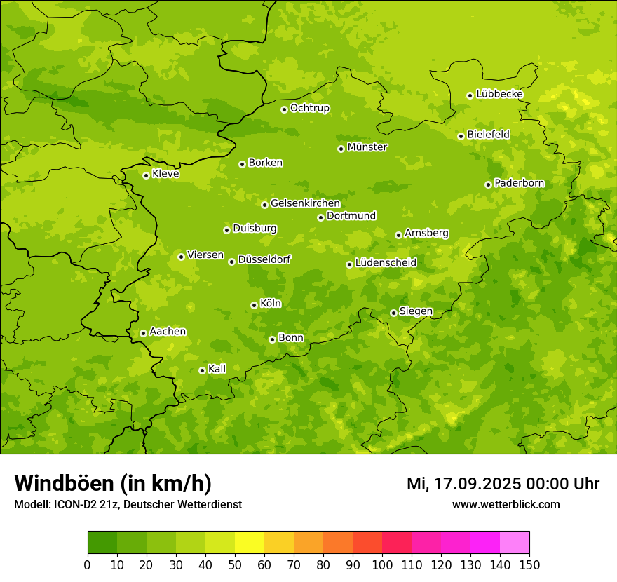 Modellkarten Windgeschwindigkeit