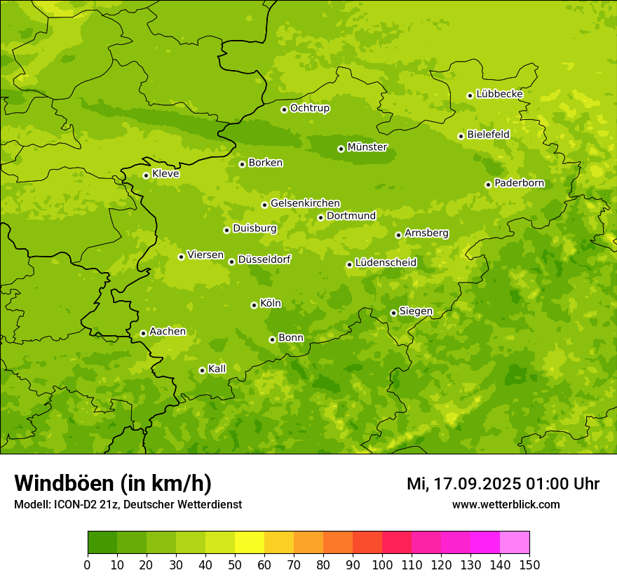 Modellkarten Windgeschwindigkeit