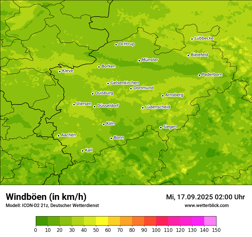 Modellkarten Windgeschwindigkeit
