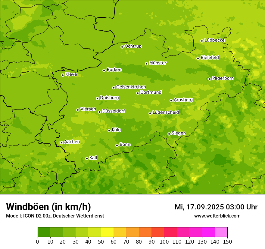 Modellkarten Windgeschwindigkeit