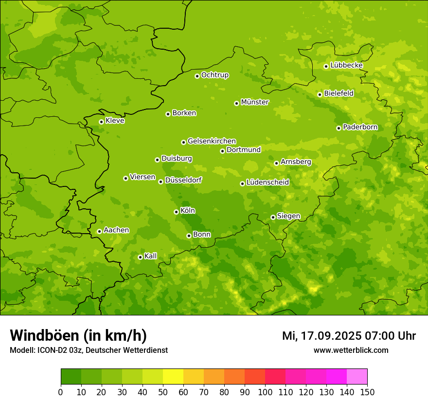 Modellkarten Windgeschwindigkeit