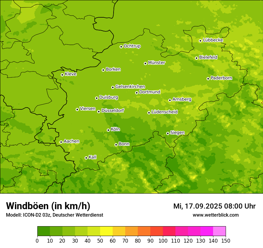 Modellkarten Windgeschwindigkeit