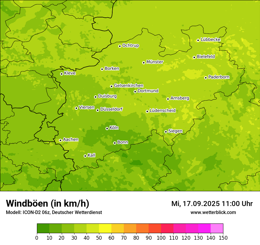 Modellkarten Windgeschwindigkeit