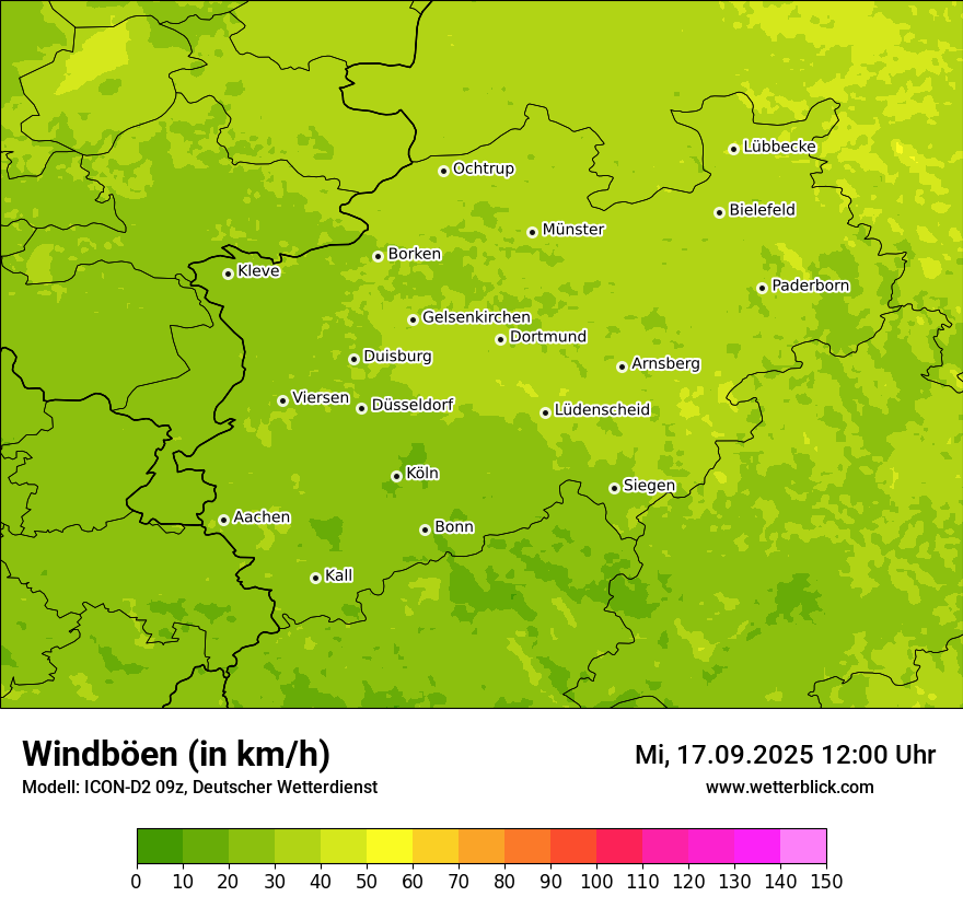Modellkarten Windgeschwindigkeit