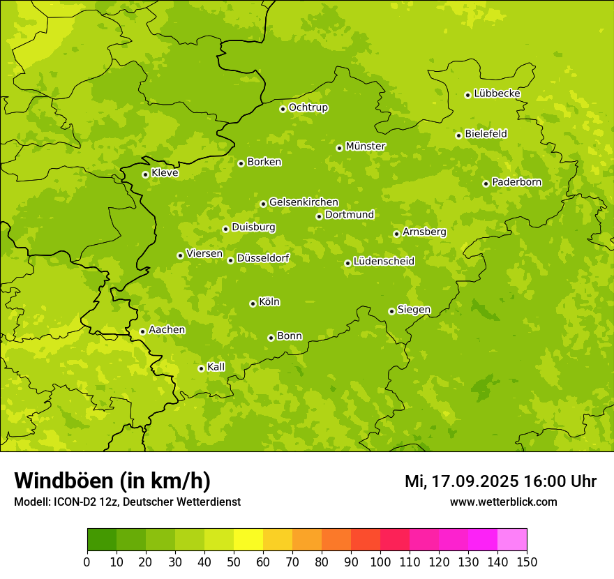 Modellkarten Windgeschwindigkeit