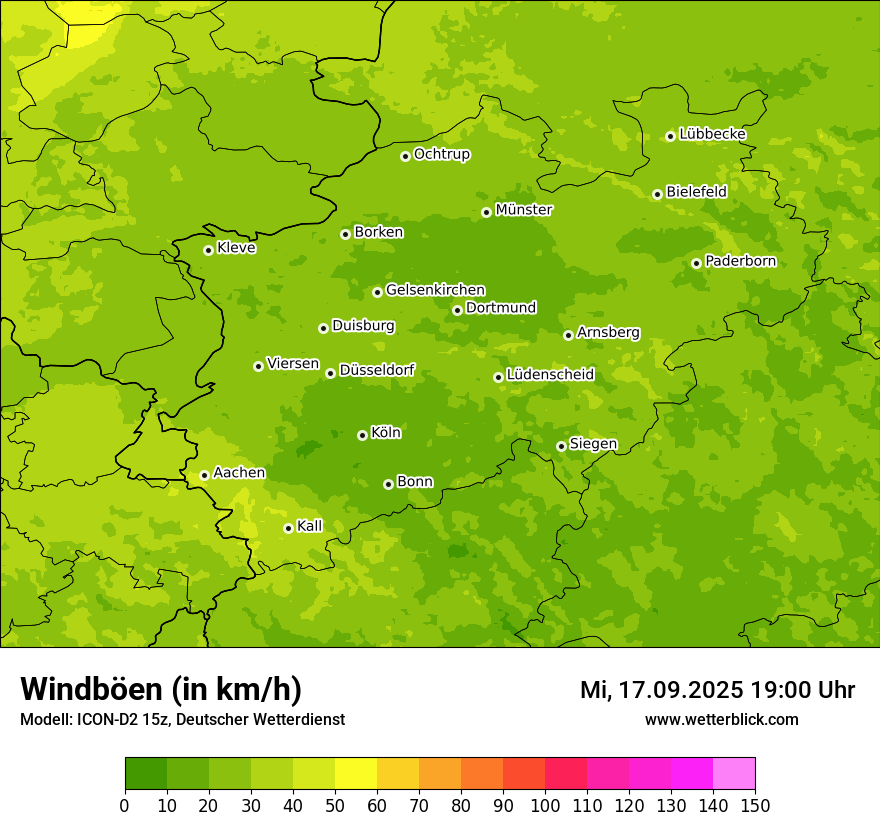 Modellkarten Windgeschwindigkeit