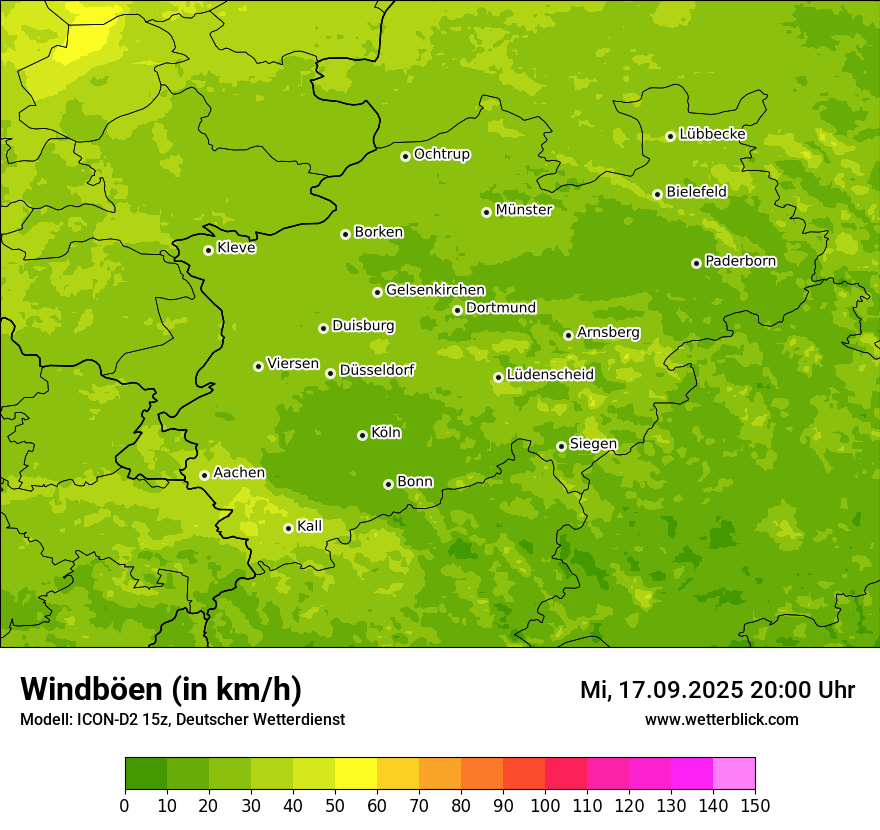 Modellkarten Windgeschwindigkeit