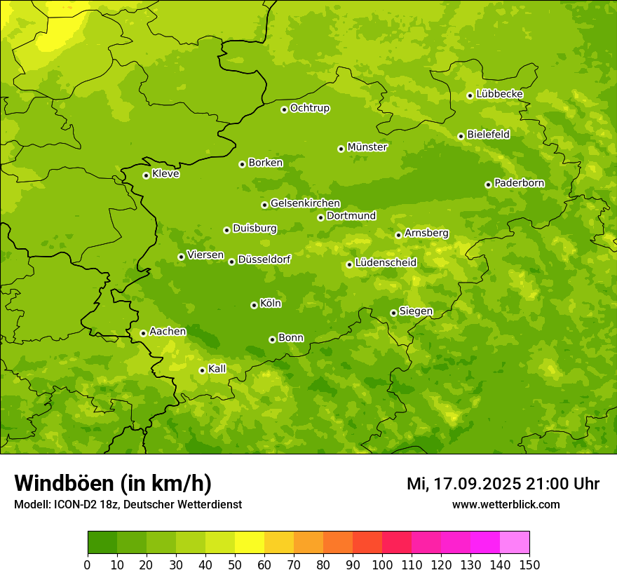 Modellkarten Windgeschwindigkeit
