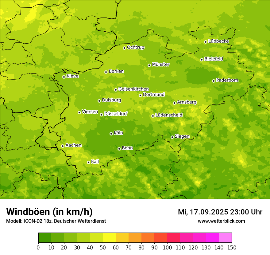 Modellkarten Windgeschwindigkeit