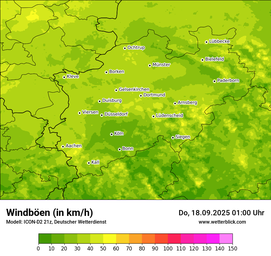 Modellkarten Windgeschwindigkeit