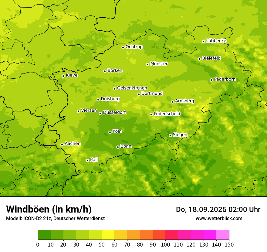 Modellkarten Windgeschwindigkeit