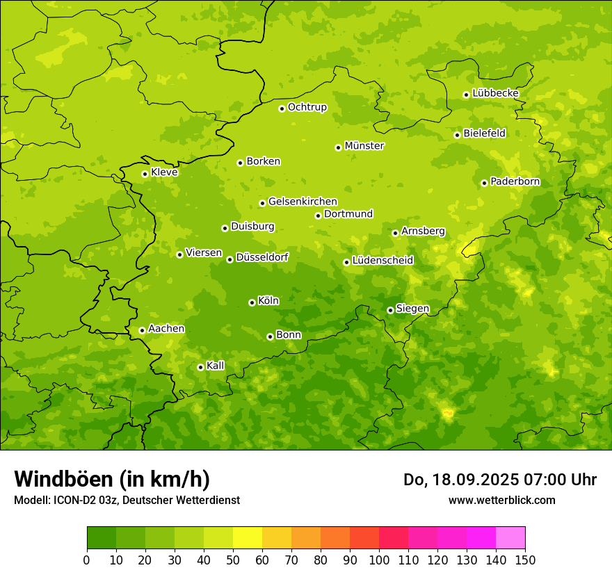 Modellkarten Windgeschwindigkeit