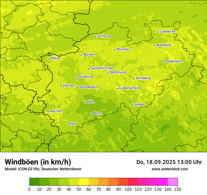 Modellkarten Windgeschwindigkeit