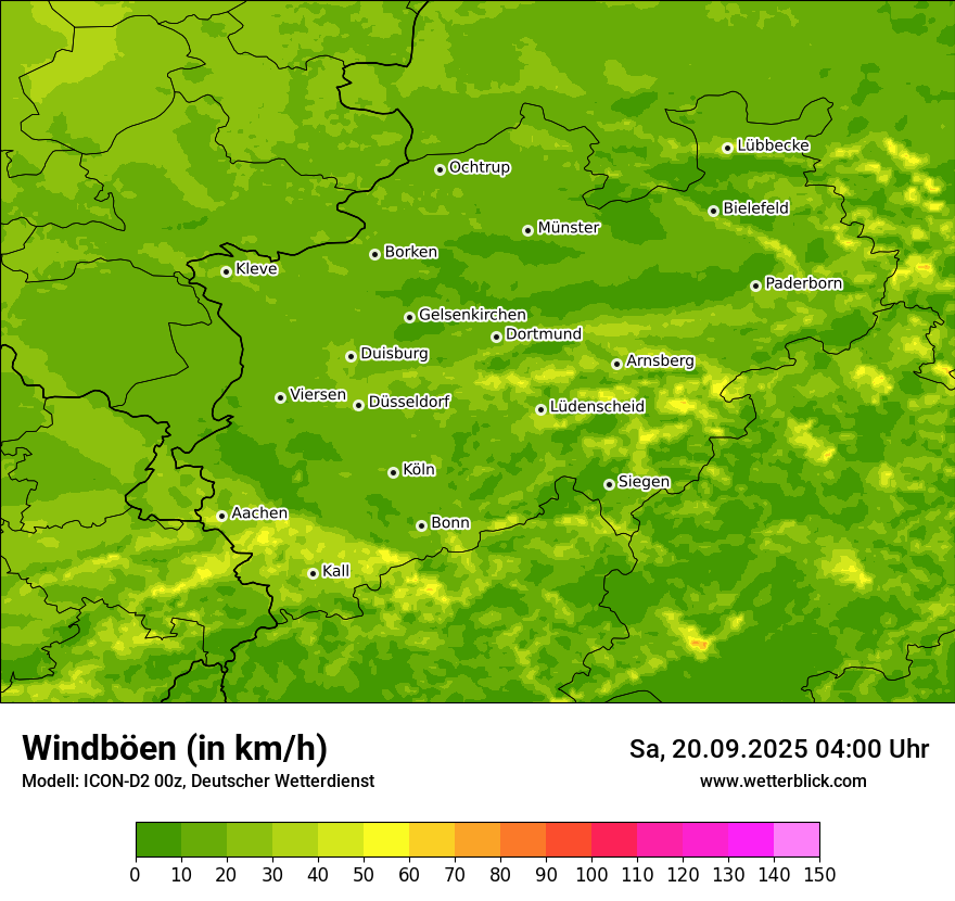 Modellkarten Windgeschwindigkeit