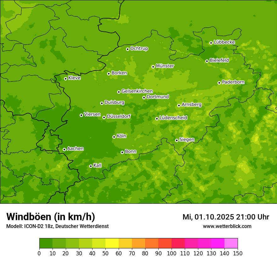 Modellkarten Windgeschwindigkeit