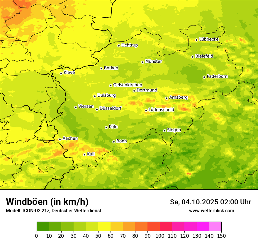 Modellkarten Windgeschwindigkeit