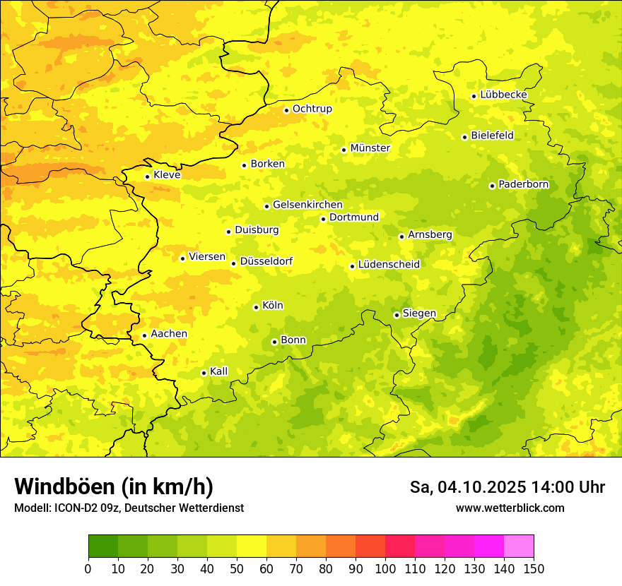 Modellkarten Windgeschwindigkeit