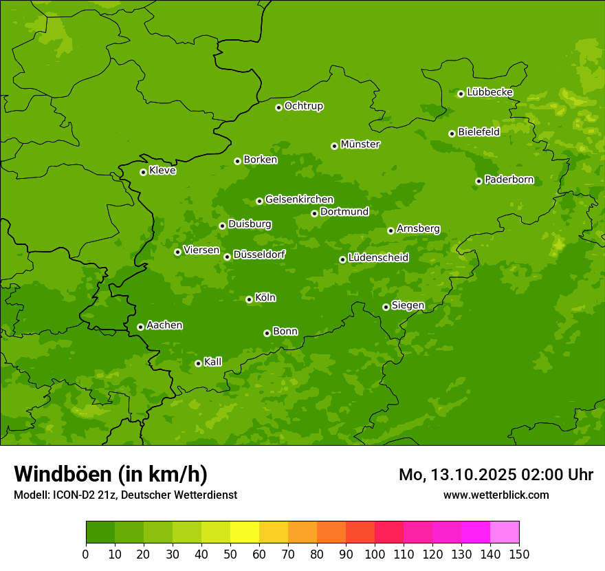 Modellkarten Windgeschwindigkeit