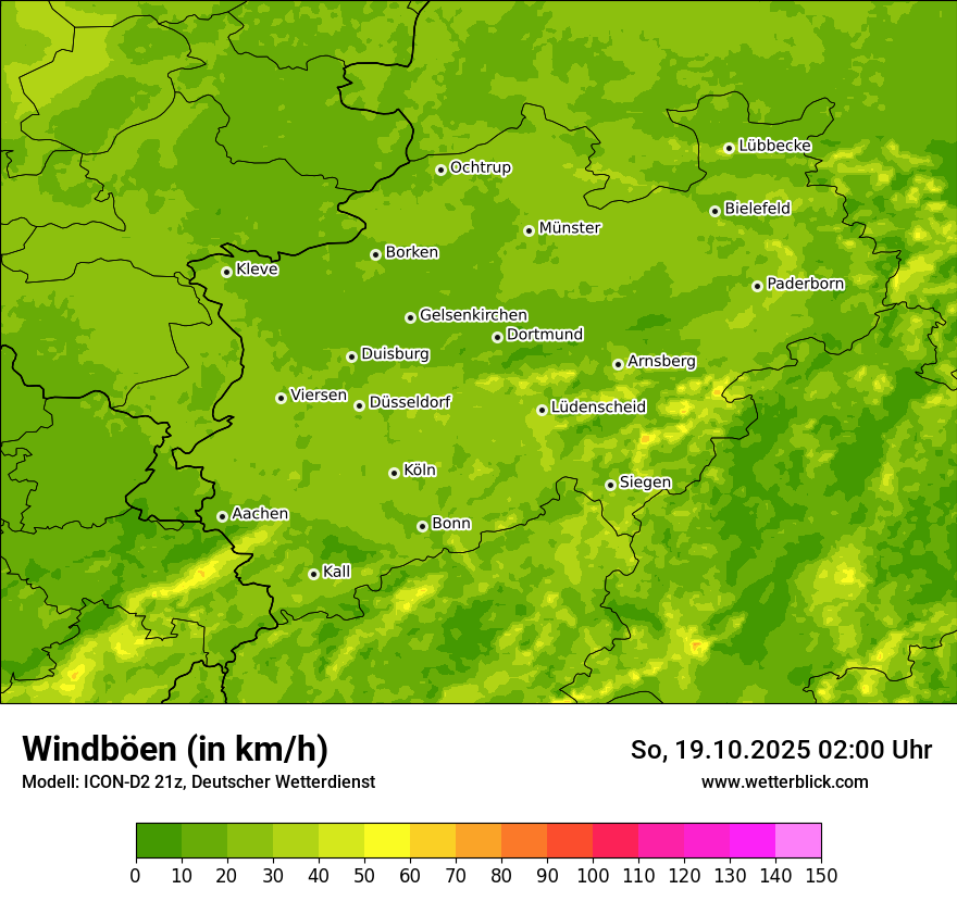 Modellkarten Windgeschwindigkeit