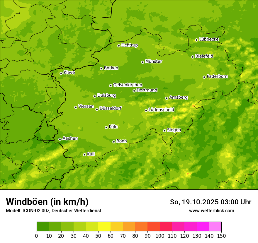 Modellkarten Windgeschwindigkeit