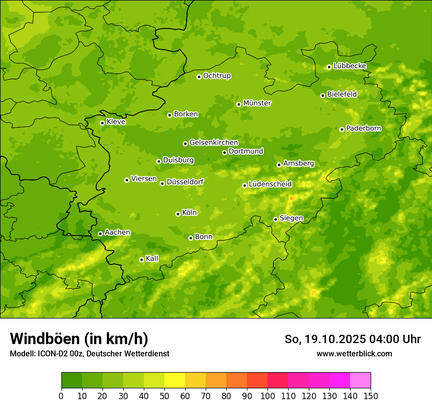 Modellkarten Windgeschwindigkeit