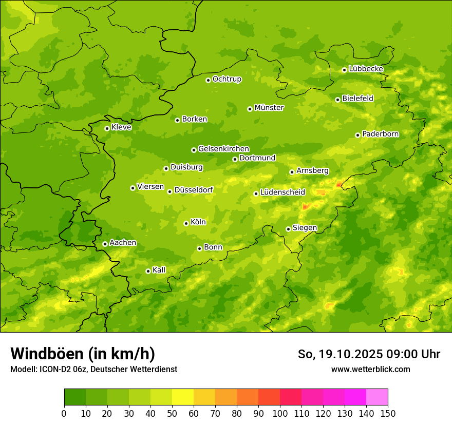 Modellkarten Windgeschwindigkeit
