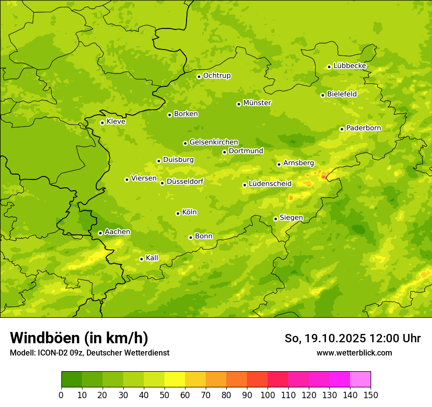 Modellkarten Windgeschwindigkeit
