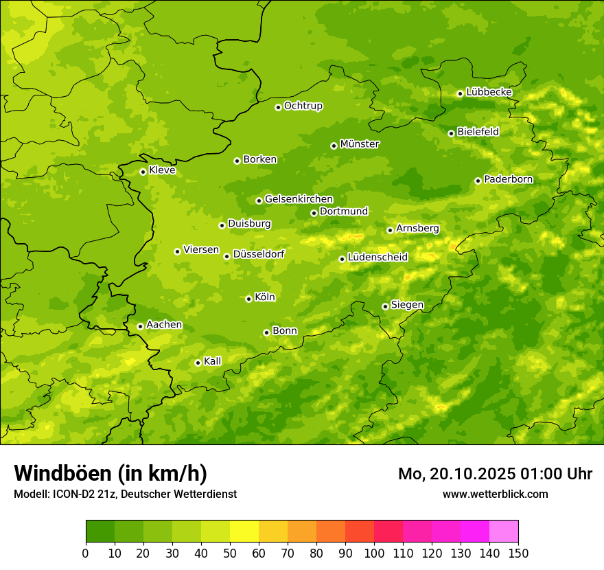 Modellkarten Windgeschwindigkeit