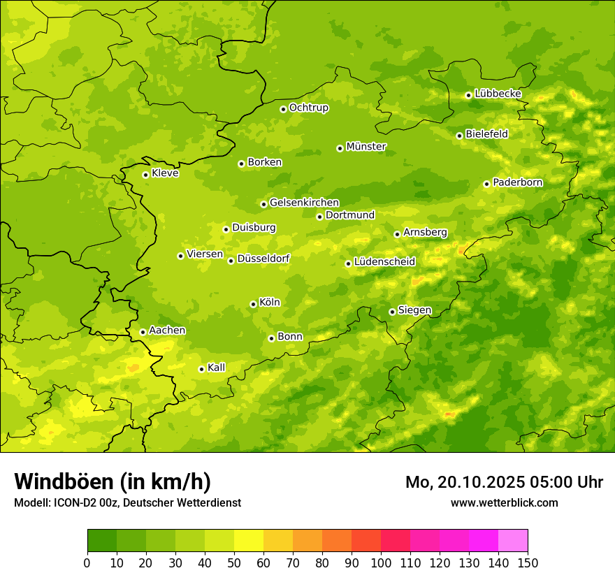 Modellkarten Windgeschwindigkeit