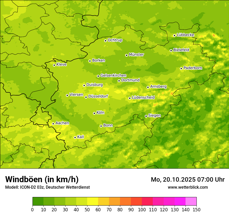 Modellkarten Windgeschwindigkeit