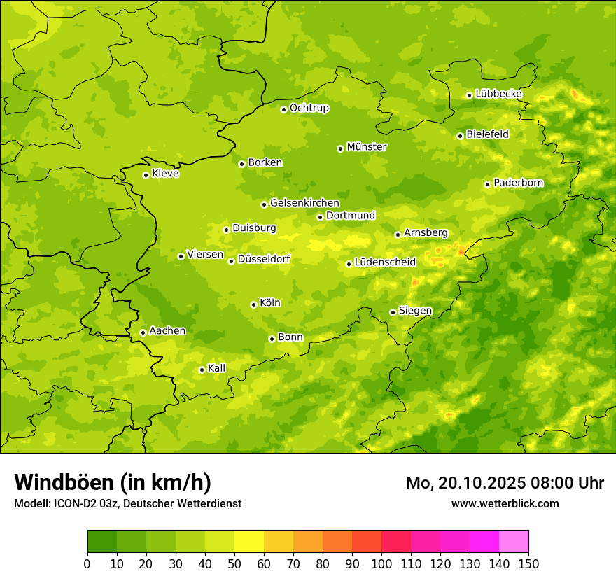 Modellkarten Windgeschwindigkeit