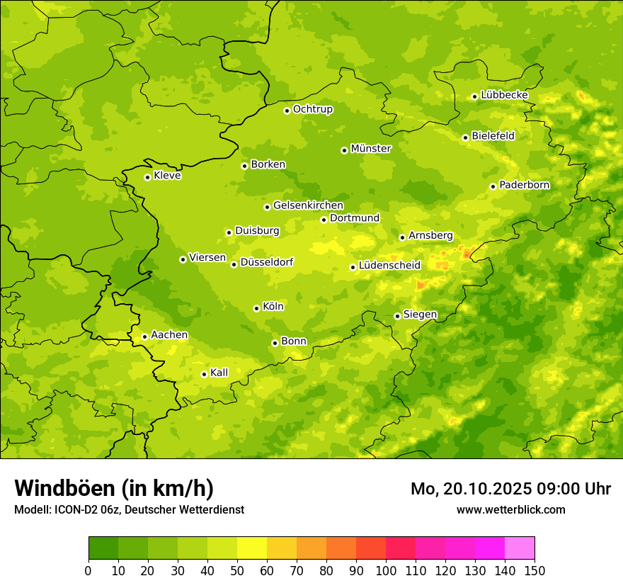 Modellkarten Windgeschwindigkeit