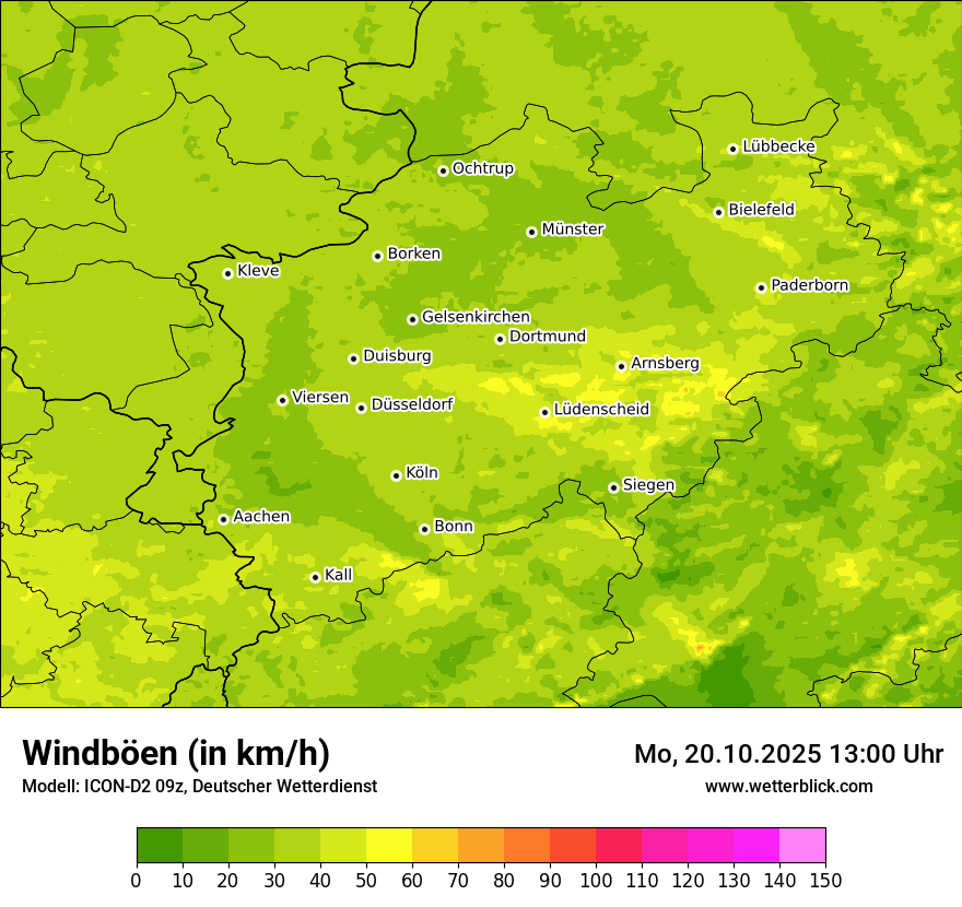 Modellkarten Windgeschwindigkeit