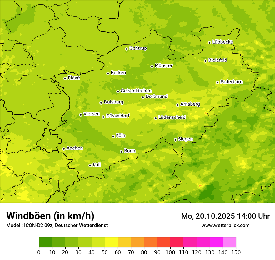 Modellkarten Windgeschwindigkeit