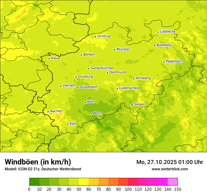 Modellkarten Windgeschwindigkeit