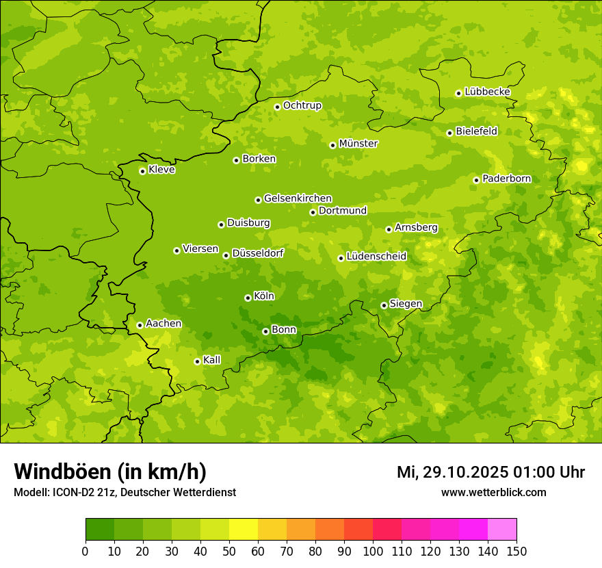 Modellkarten Windgeschwindigkeit