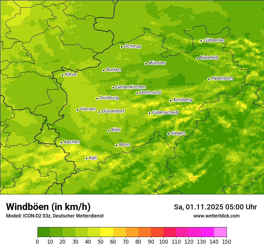 Modellkarten Windgeschwindigkeit