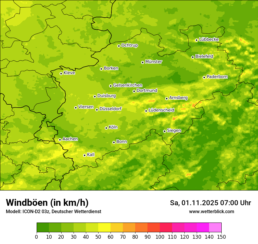 Modellkarten Windgeschwindigkeit