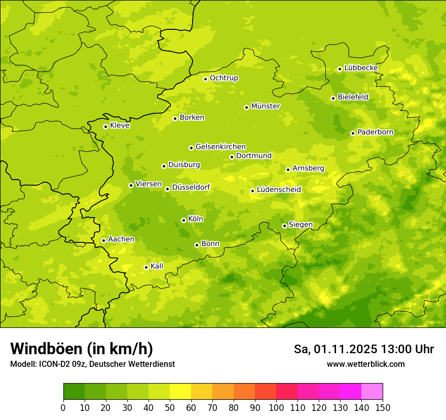 Modellkarten Windgeschwindigkeit