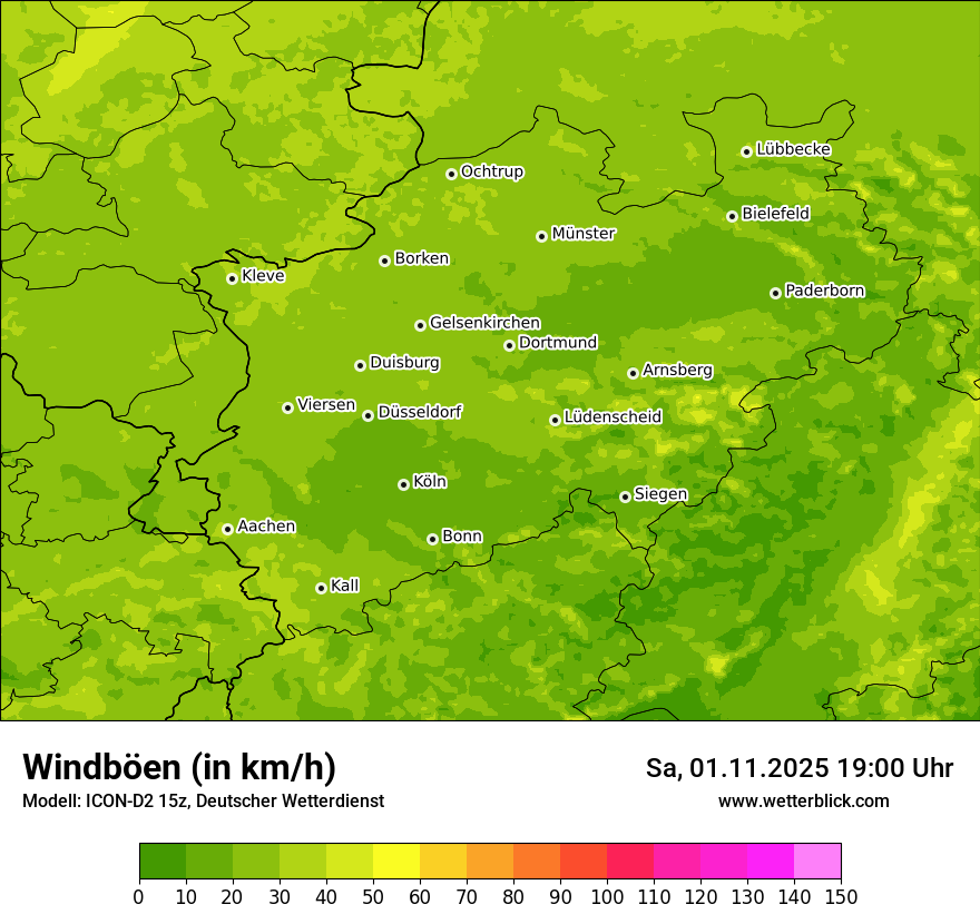 Modellkarten Windgeschwindigkeit