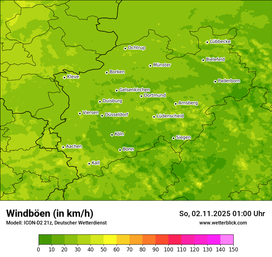 Modellkarten Windgeschwindigkeit