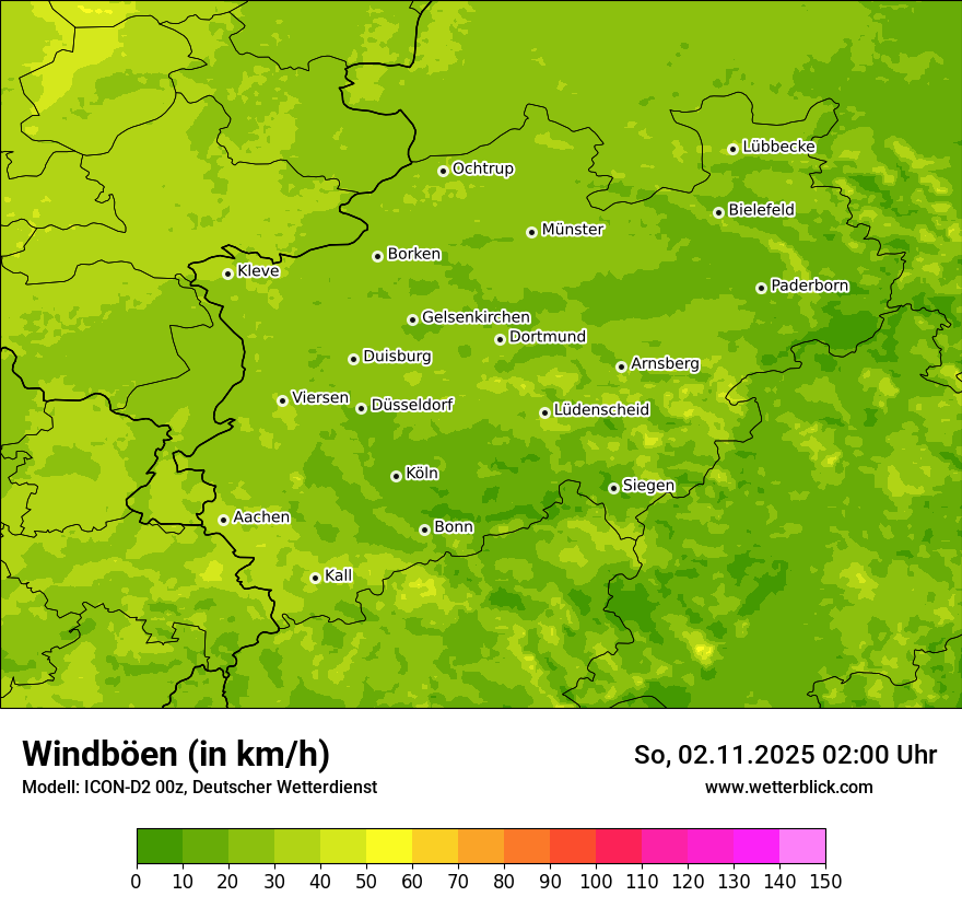 Modellkarten Windgeschwindigkeit