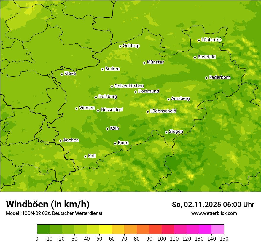 Modellkarten Windgeschwindigkeit