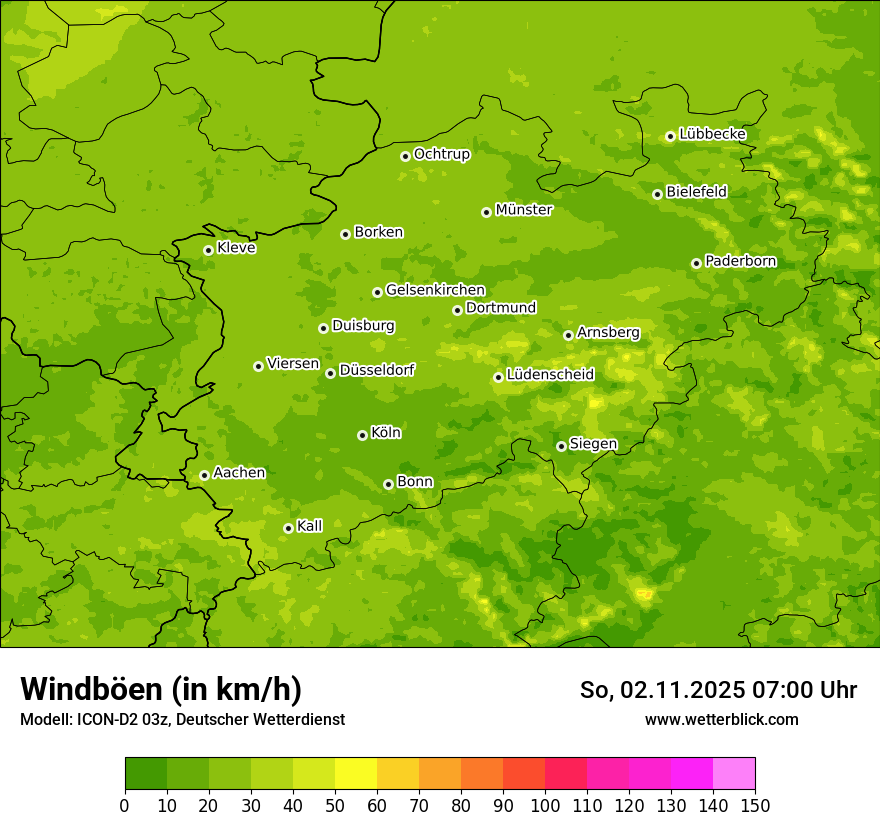 Modellkarten Windgeschwindigkeit