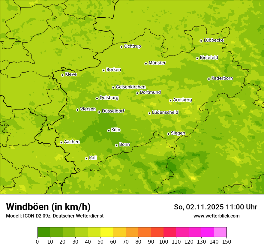 Modellkarten Windgeschwindigkeit