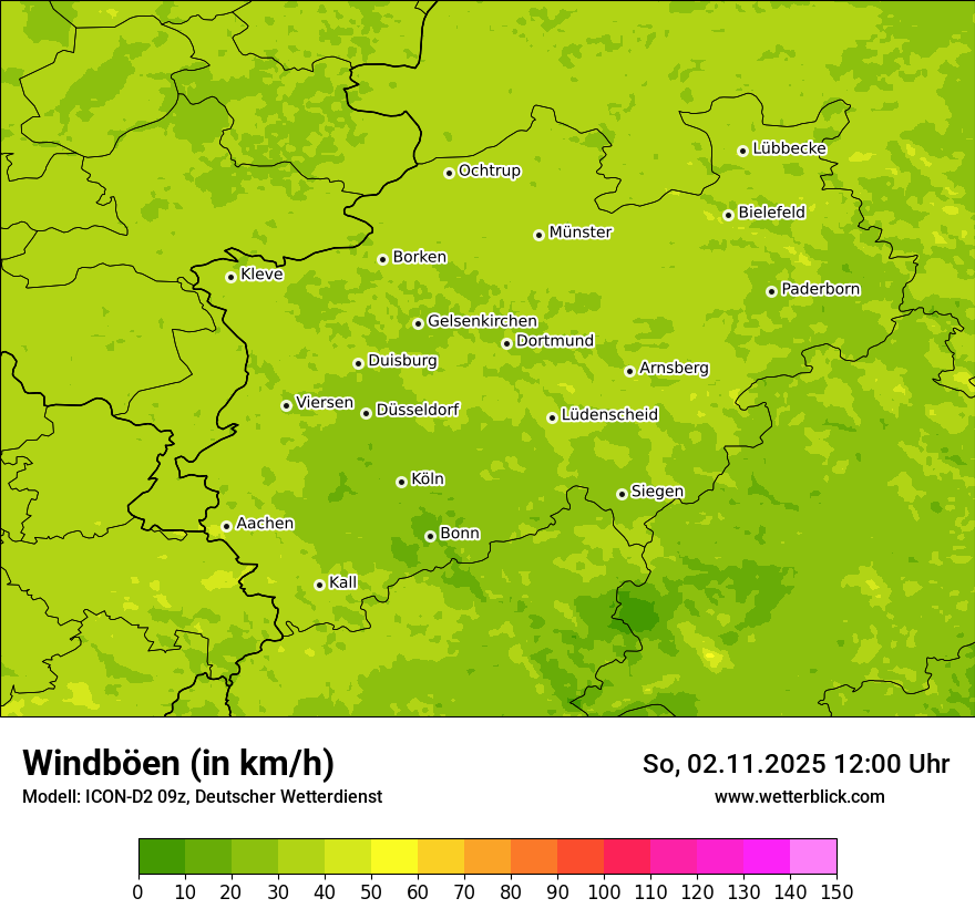 Modellkarten Windgeschwindigkeit