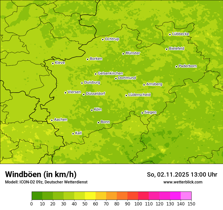 Modellkarten Windgeschwindigkeit