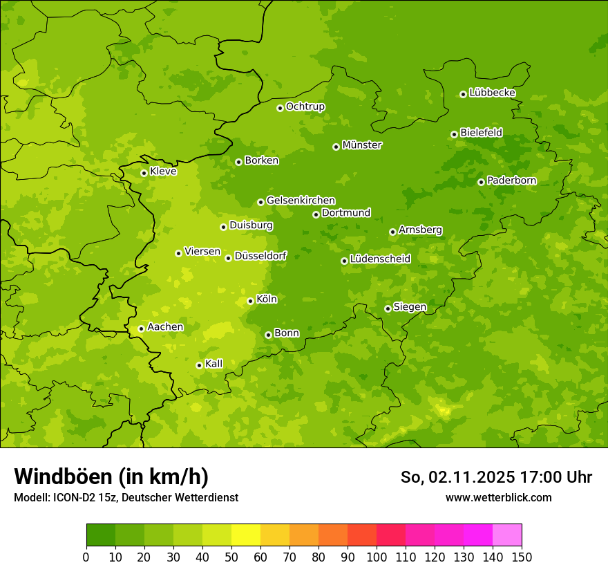Modellkarten Windgeschwindigkeit