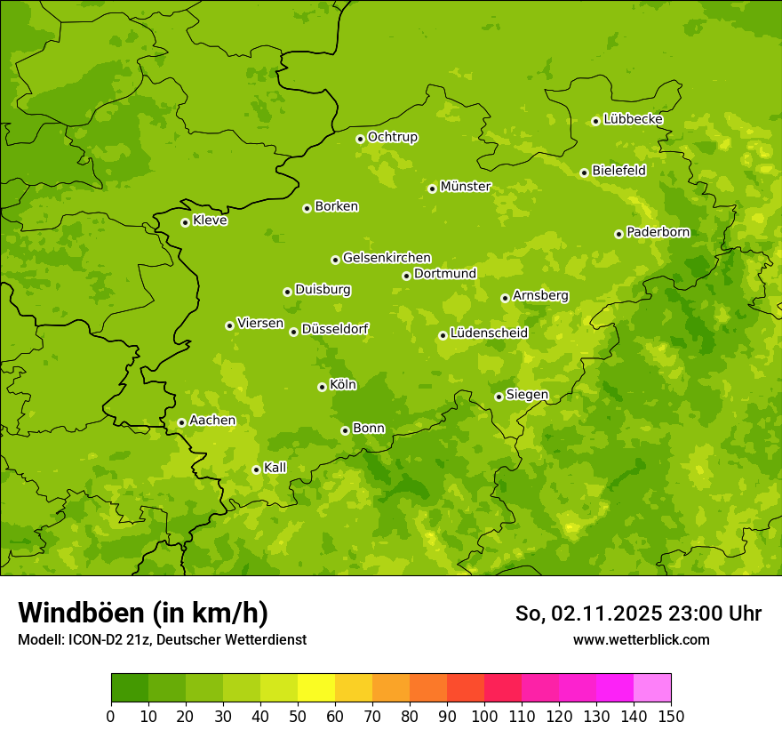 Modellkarten Windgeschwindigkeit